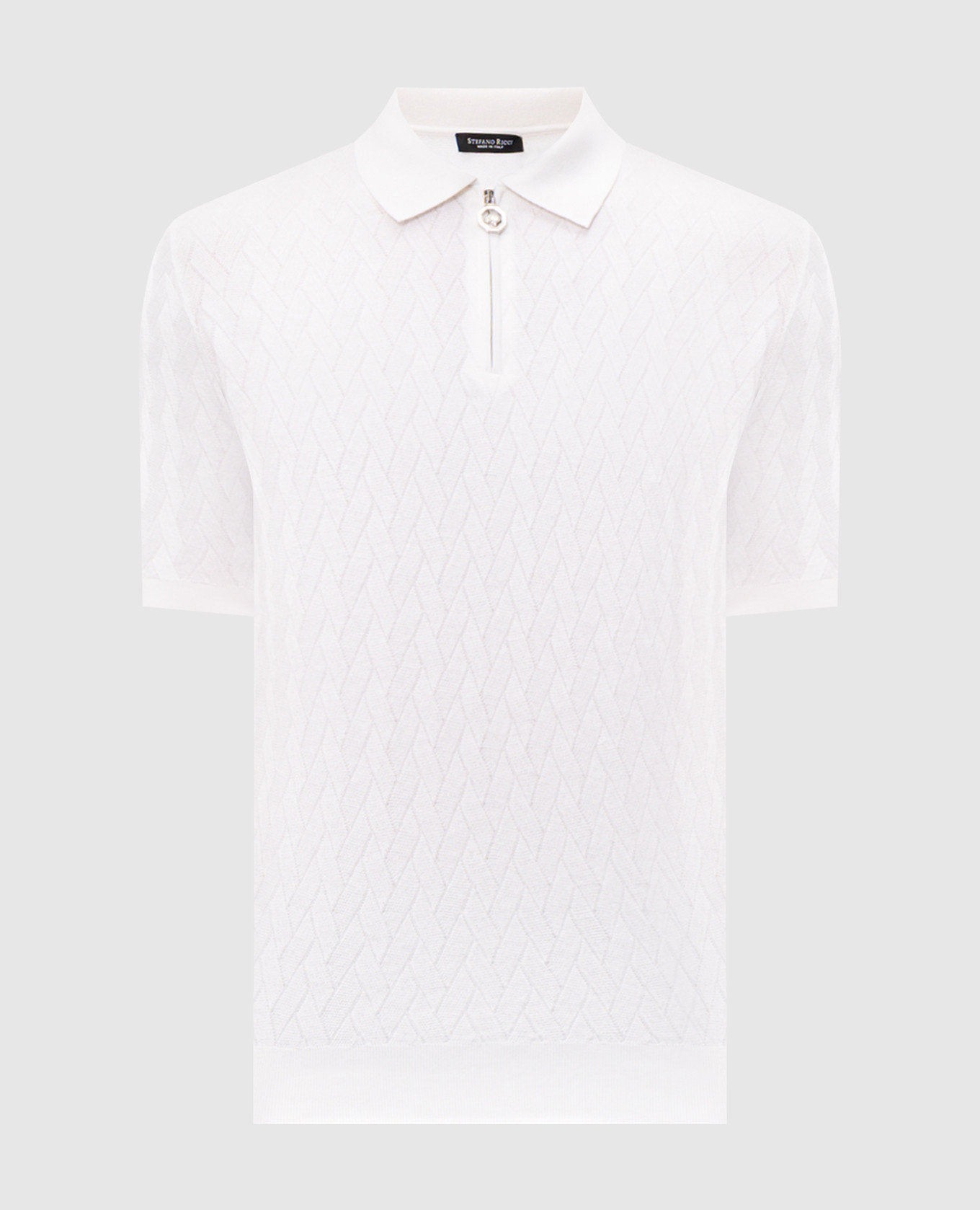 White polo shirt with patterned silk