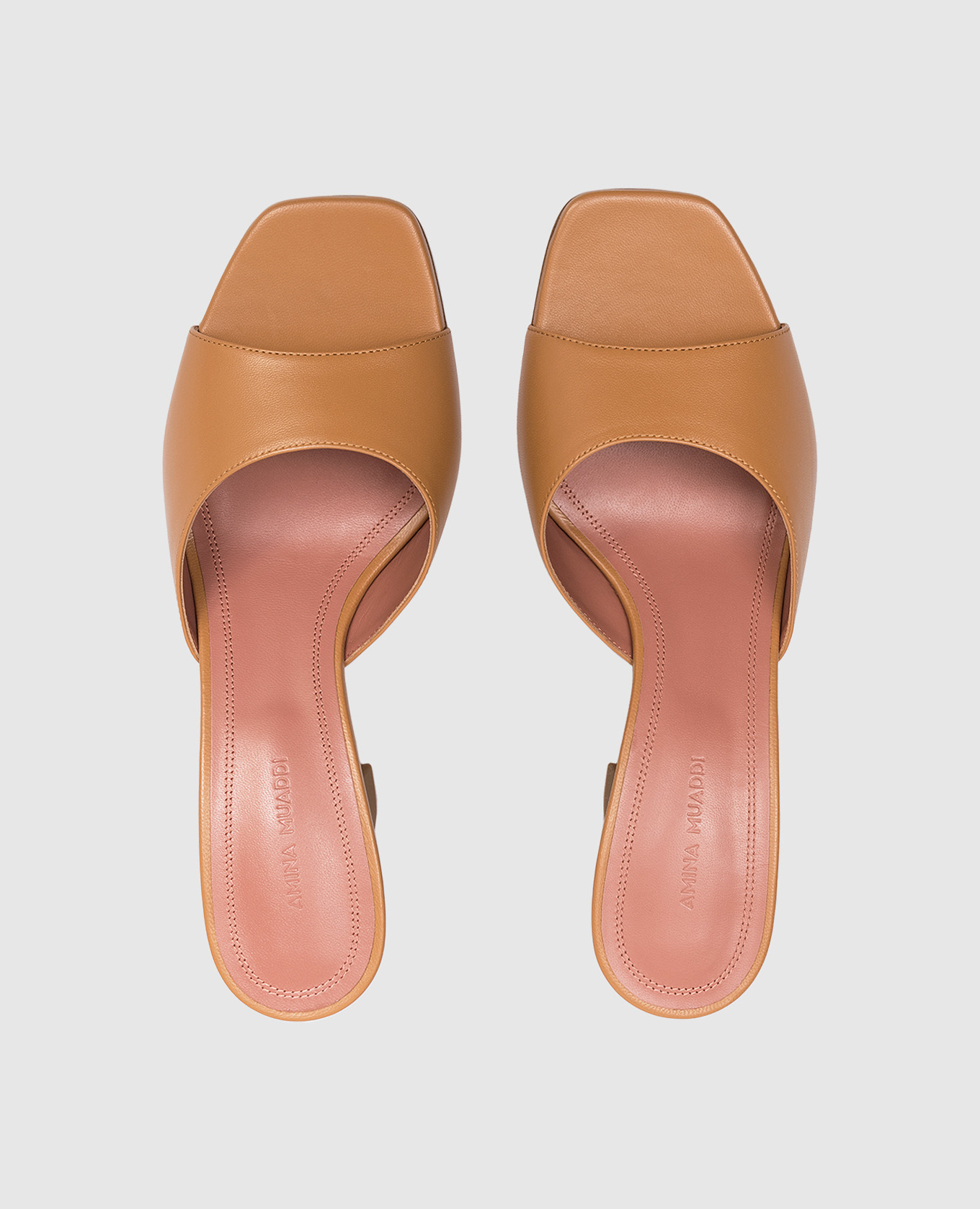 

Lupita brown leather mules Amina Muaddi