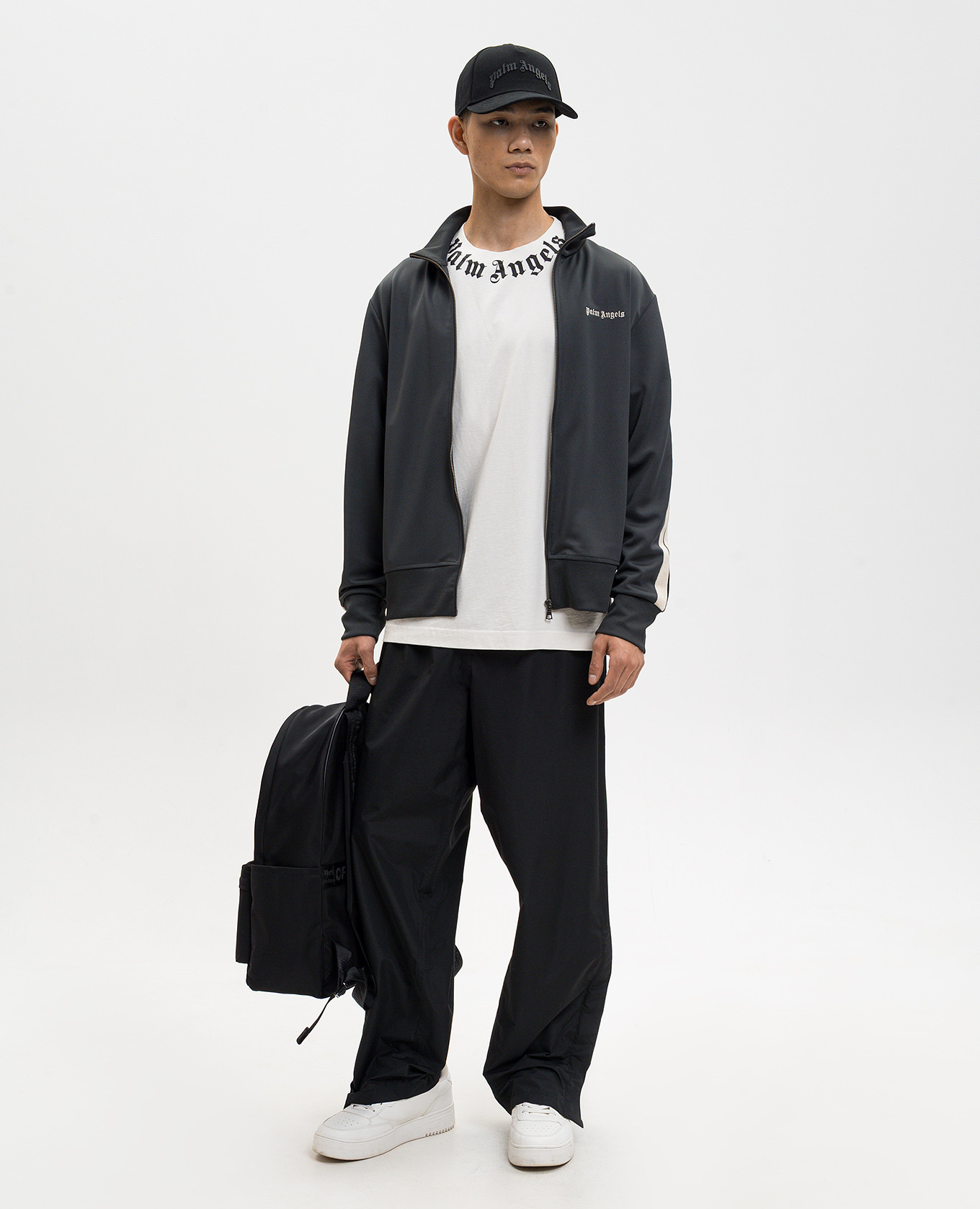 

Grey sports jacket with logo embroidery Palm Angels