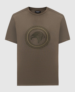 Stefano Ricci Khaki T-shirt with embroidered emblem MNH6205260803