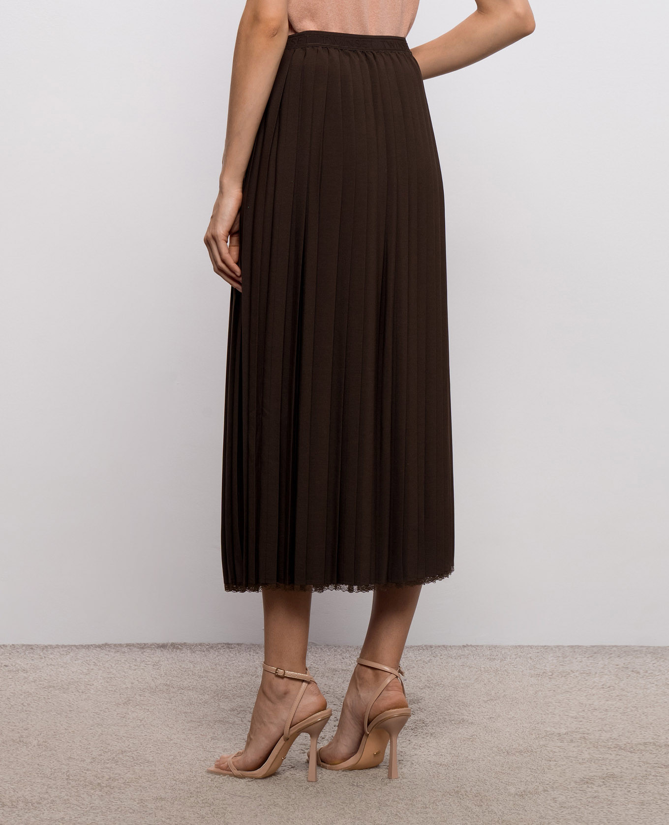 

Brown pleated skirt with lace Twinset