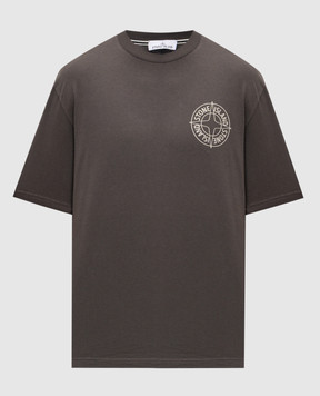 Stone Island Brown T-shirt with textured print L1S152100001S0284