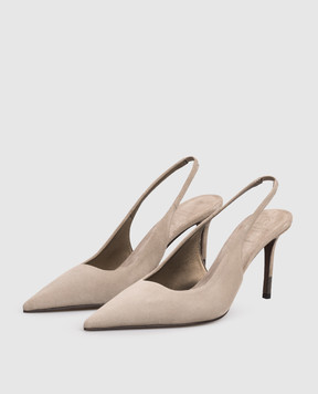 Brunello Cucinelli Beige suede slingbacks MZSFC3256