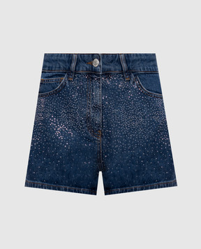 Twinset Blue denim shorts with crystals 261AP2341