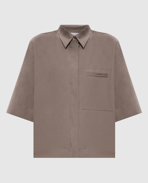 Peserico Brown shirt with monil chain A0685001979