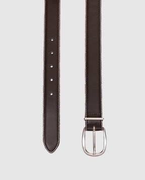 Peserico Brown leather belt with monil chain A32608C0CC894