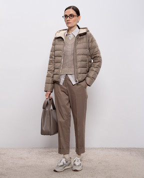 Peserico Brown down jacket with chain A2411606957