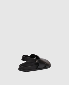 Dolce&Gabbana Black leather sandals with monogram logo A80571A0118