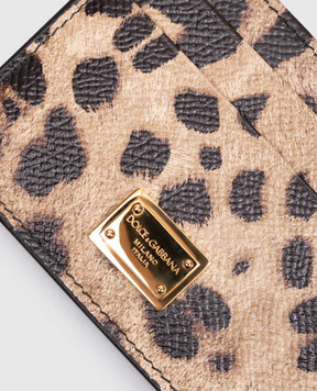 Dolce&Gabbana Brown leather Dauphine cardholder in leopard print BI0330AX566