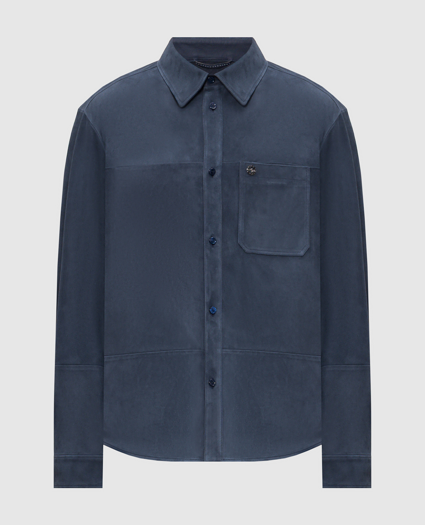 

Blue suede shirt with eagle head emblem Stefano Ricci