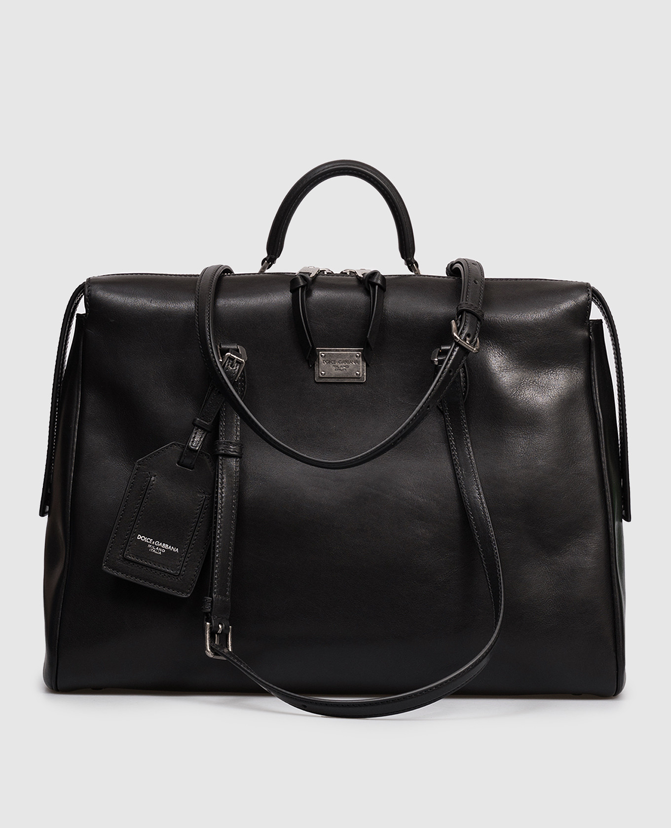

Vittoria Black Leather Travel Bag with Logo Dolce&Gabbana