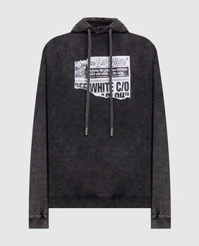 Off-White Grey News Regular Hoodie with Print 2BB035F25FLE005