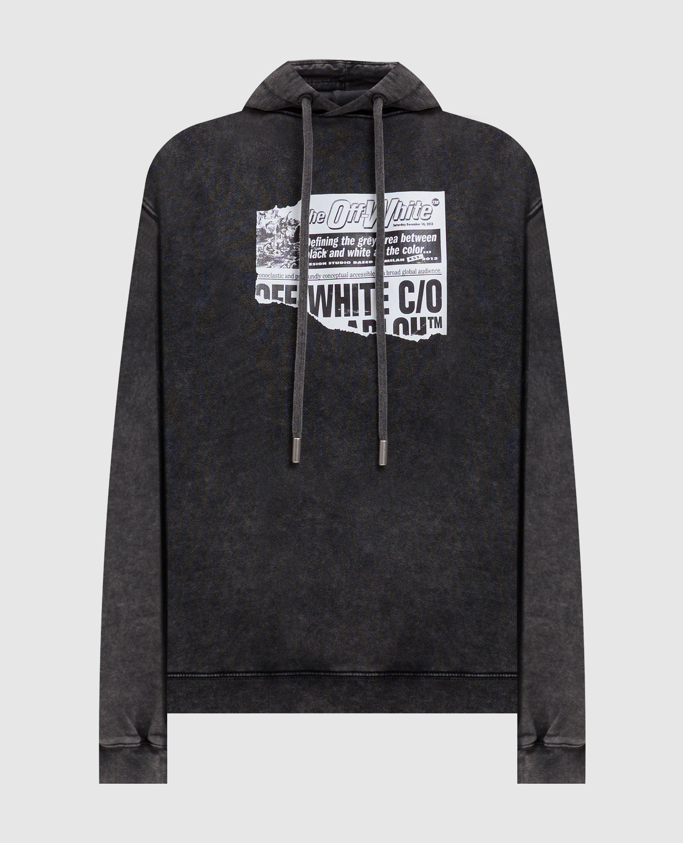 

Grey News Regular Hoodie with Print Off-White