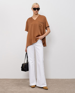 Fabiana Filippi Brown blouse with monil chain TPD266F283L780