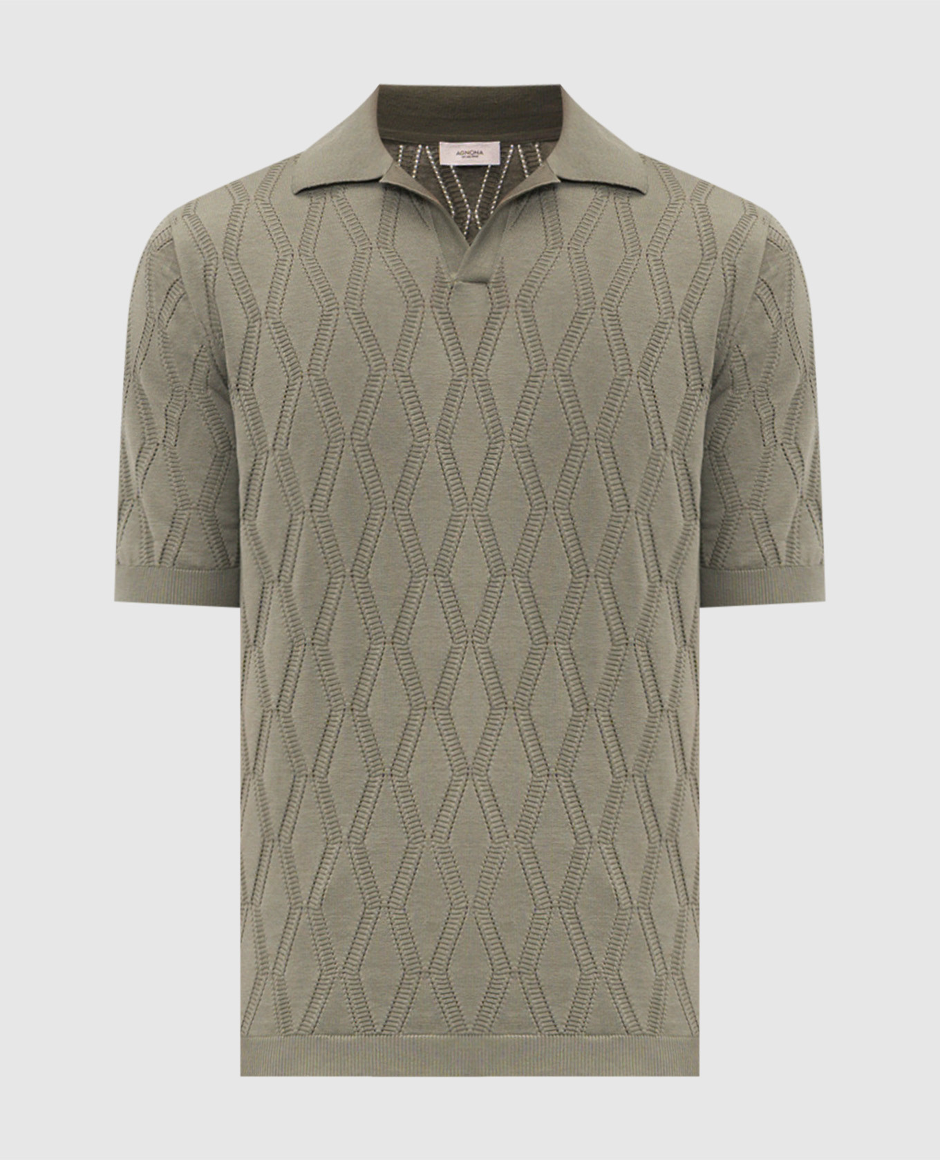

Khaki polo shirt with patterned silk Agnona