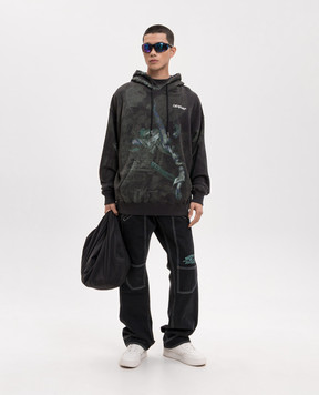 Off-White Dark Caravaggio print khaki hoodies 44MBB085S26F00D