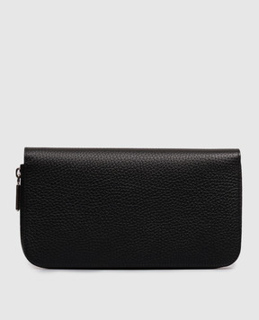 Stefano Ricci Black leather clutch wallet with textured emblem PP312GPVD