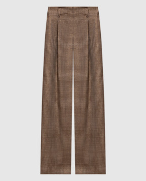 Brunello Cucinelli Brown wool pants with lurex pattern MP546P9317