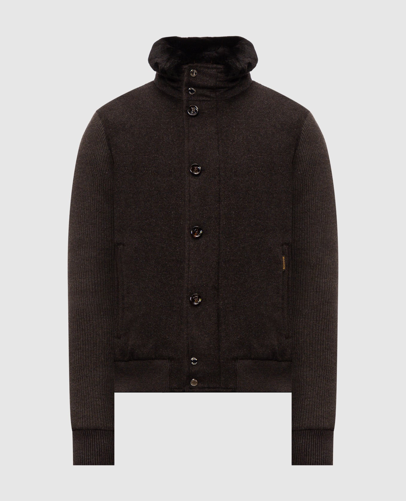 LEVION dark brown wool and cashmere down jacket
