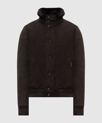 LEVION dark brown wool and cashmere down jacket