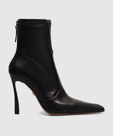 Black leather ankle boots