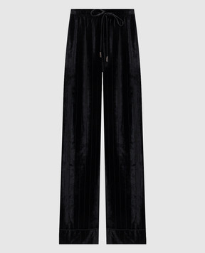 Ermanno Scervino Black velvet pants with silk D492P301XTC