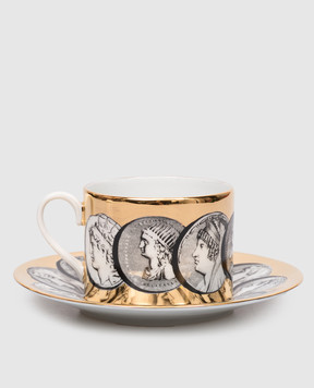 Fornasetti Cammei porcelain tea cup and saucer P14Z292