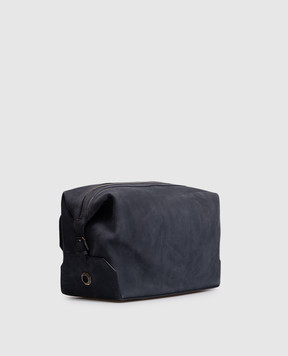 Stefano Ricci Blue nubuck toiletry bag with embossed logo PP461XUOSNS