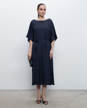 Peserico Blue dress with a monil chain E02382A01940