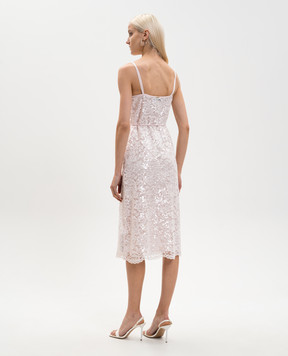 Twinset Pink lace midi dress with sequins 261TP2630