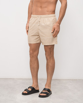 Canali Beige swim shorts with branded print UA0010293024