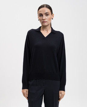 Peserico Blue wool pullover with polo collar S99426F1809770