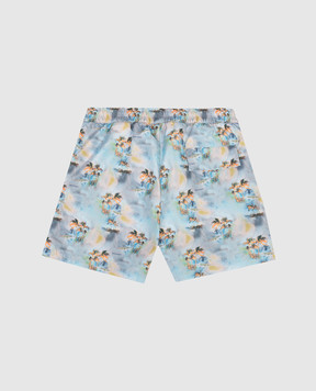 Palm Angels Blue printed swim shorts PBFD001S26FAB001