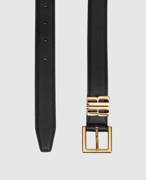 Balenciaga Black leather belt BB Editor 8468752AB4J