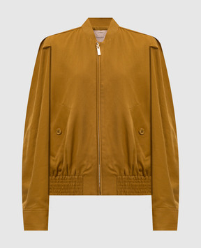 Twinset Brown bomber jacket with linen 261TP2200