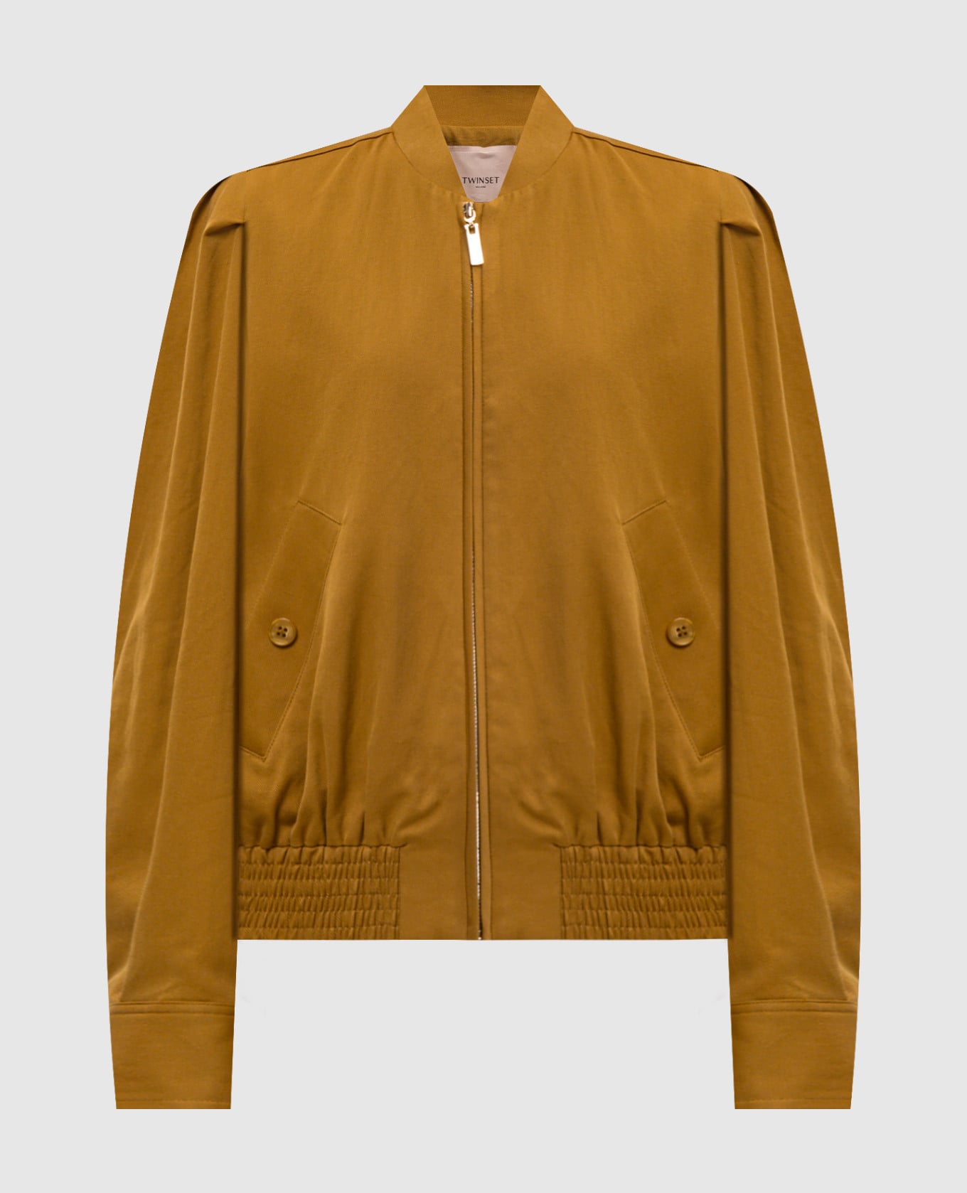 

Brown bomber jacket with linen Twinset