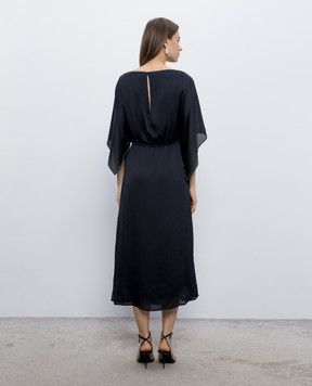 Peserico Dark blue dress with monil chain E0239001516