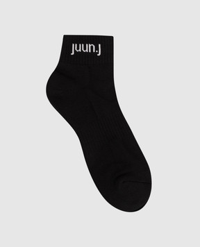 Juun.j Black socks with logo pattern JC63KTP525