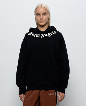 Palm Angels Black hoodie with a print of the inscription PAMBB003FL001w