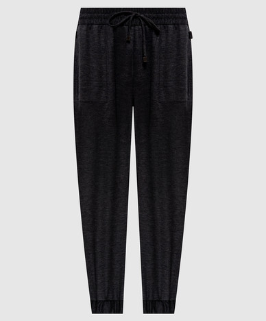 Grey melange wool joggers