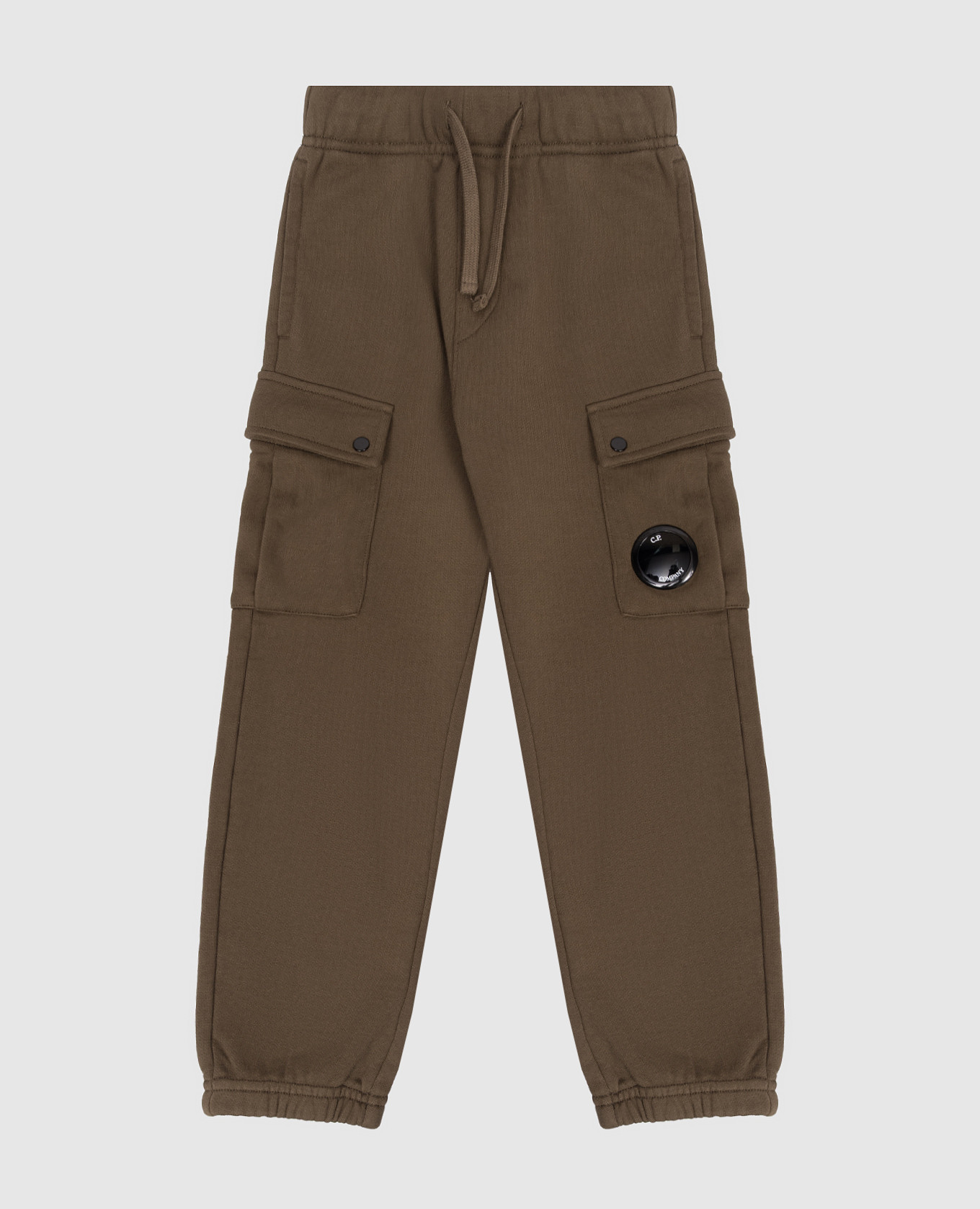 

Kids' Khaki Cargo Joggers with Logo Patch C.P. Company