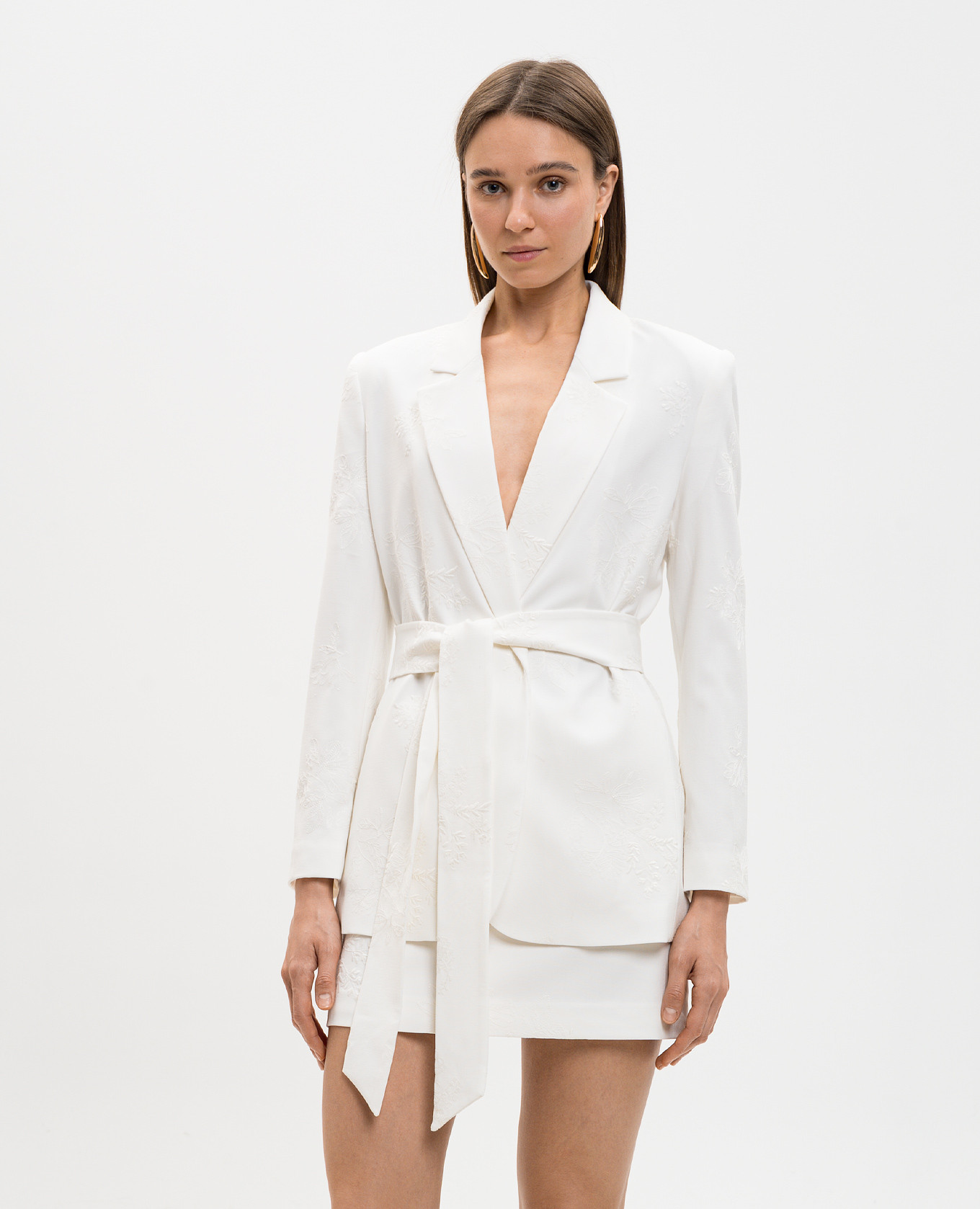 

Ivory jacket with a hood and embroidery Twinset, Beige