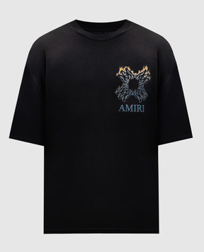AMIRI Black Flames T-shirt with logo print AMTOJR1112