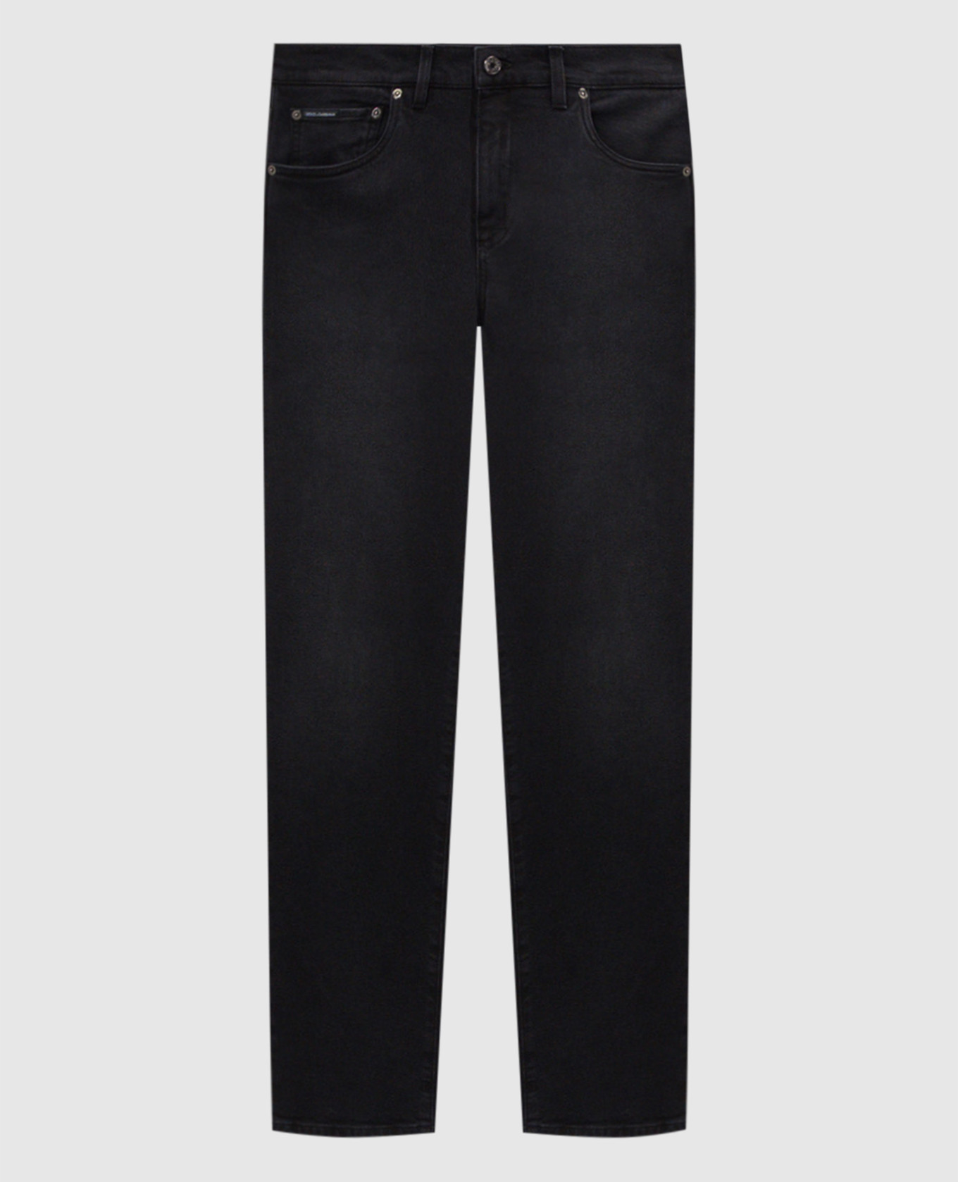 Black jeans with logo plate