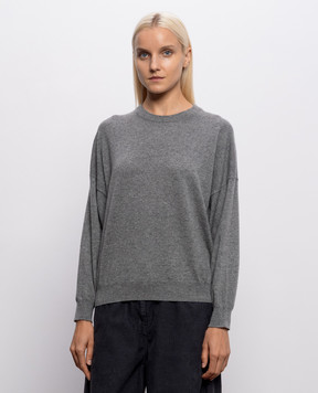 Brunello Cucinelli Gray cashmere jumper with monil chain M12244410
