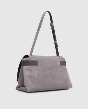 Brunello Cucinelli Grey suede messenger bag MBDLB2816P
