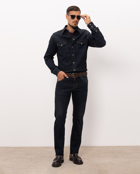 Dolce&Gabbana Blue slim jeans with logo patch GY07CDG8PM5