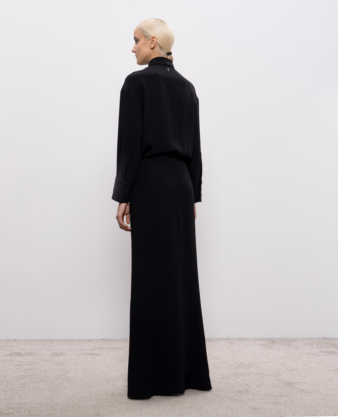 

Black maxi shirt dress with slit Dondup