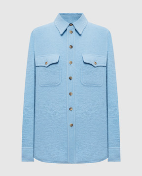 Gabriela Hearst John Austin blue cashmere shirt jacket 4261151C087