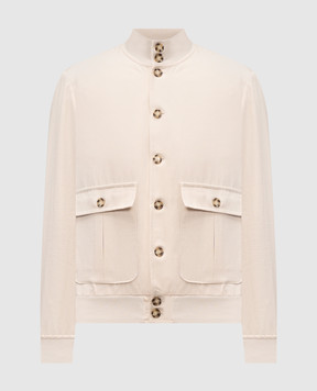 Pini Parma Beige jacket with linen BOMBERCOBEI